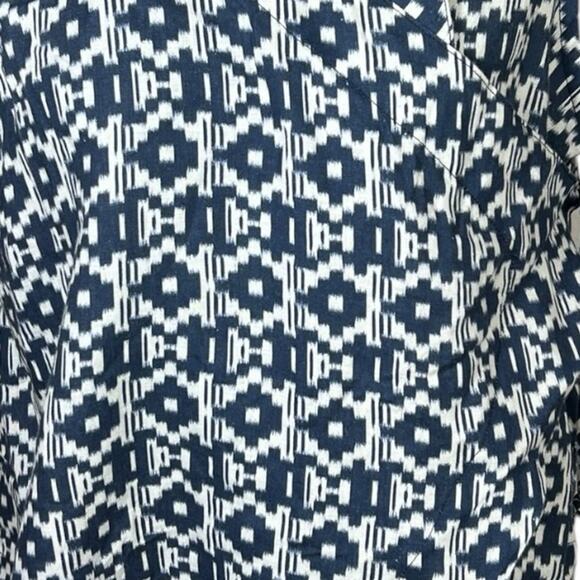 Bryn Walker Koroyo Linen Navy and White Ikat Sleeveless Wrap Vest Size L - Picture 9 of 9